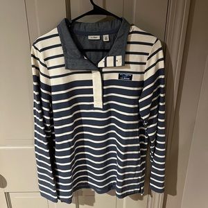 Blue and white striped pull over
